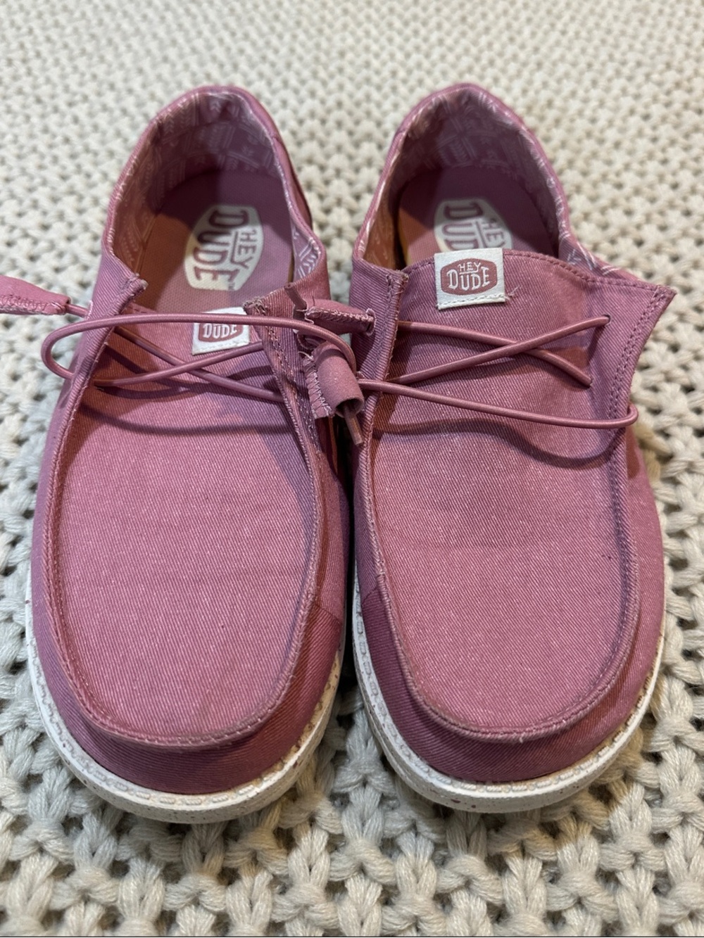 Hey Dude Women’s Mauve Canvas Slip-On Sneakers